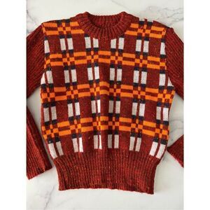 Dweed vintage 70s kids unisex copper orange grandpa sweater retro size small